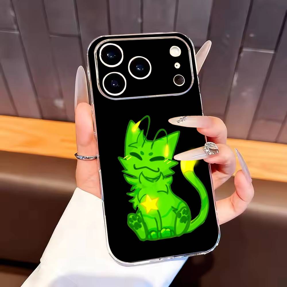 Green alien cat cute Phone Case For iPhone17,16,15,14,13,12,11 Plus,Pro Max Soft Transparent Cover