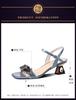 Patent leather rhinestone open-toed mid-heeled sandals women's thick heel 2025 summer new fashion versatile word with large size women's shoes