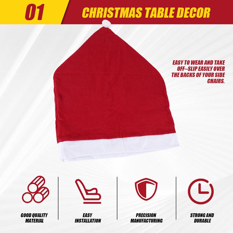 6 Pcs Christmas Chair Covers Santa Hat Chair Covers For Dining Room Holiday Christmas Decorations Red