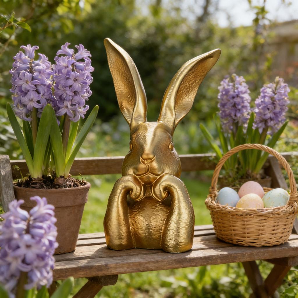 8In Spring Rabbits Easter Decoration Easter Table Centerpiece Decorative Bunny Sculpture Collectibles Gift for Home Indoor