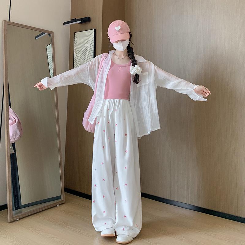 Women's High Waist Slimming Bowknot Yamamoto Wide-Leg Summer Pants - Drapey Floor-Length Casual Trousers