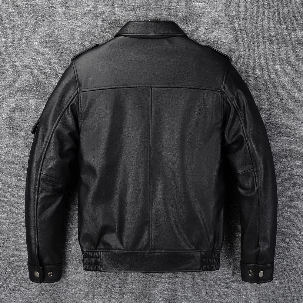 Hunting Leather Jacket Men Vintage Red Brown Black Genuine Cow Men'sLeather Jacket Pockets Real Skin Coat Autumn