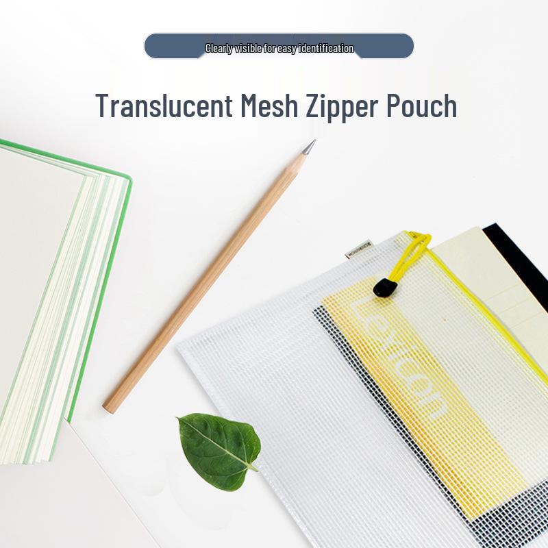 Transparent PVC A4 File Bag: Waterproof Mesh Zipper for Student Exam Supplies