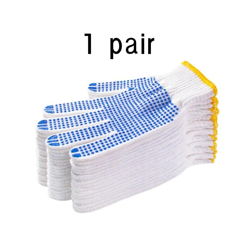 Καθαρά Λευκά Βαμβακερά Γάντια με Παλάμη με Κόλλα σε Μπούλες, Αντιολισθητικά, Ανθεκτικά στη Φθορά, Πυκνωμένο Καουτσούκ για Εργασία και Προστασία Εργασίας