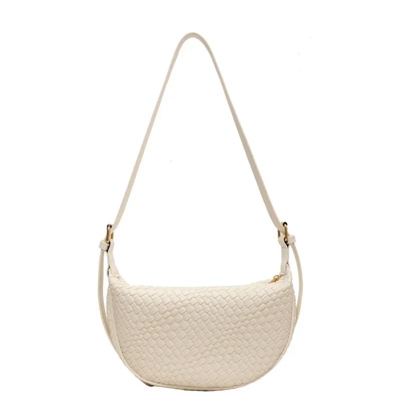 Women's Daily Shoulder Bag Simple Weaving New Moon Solid Color Fashion Crossbody Bag