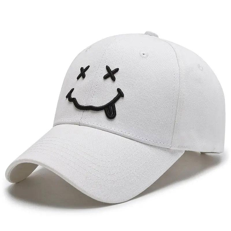 Unisex Smiley Gesicht Stickerei Baseball Cap Mode Baumwolle Papa Hut Outdoor Reise Sonnenschutz Hüte Snapback Caps Wild Hat