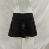 European and American summer personalized cross hot stamping design pleated A-line skirt for women