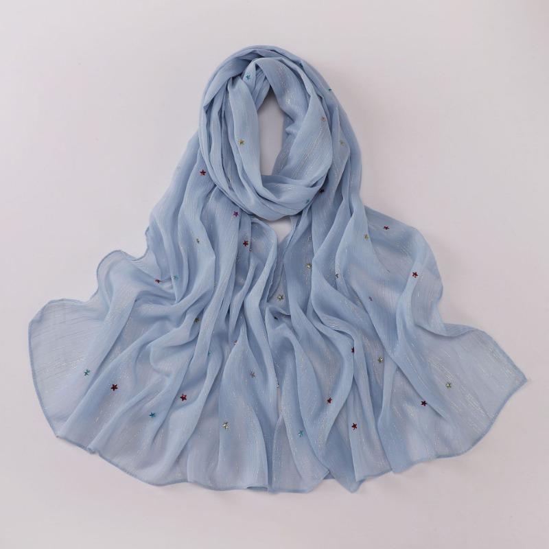 Silver Star Hot Drilling Chiffon Long Scarf Ethnic Fashion Women