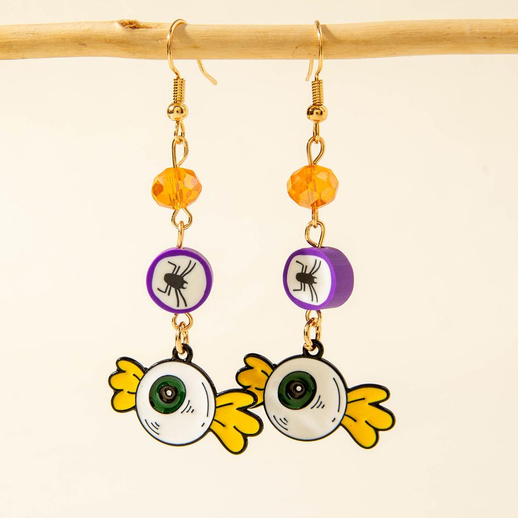 Ghost Halloween Carnival Night Ghost Head Doll Blood Eyes Bat Pumpkin Resin Funny Earrings