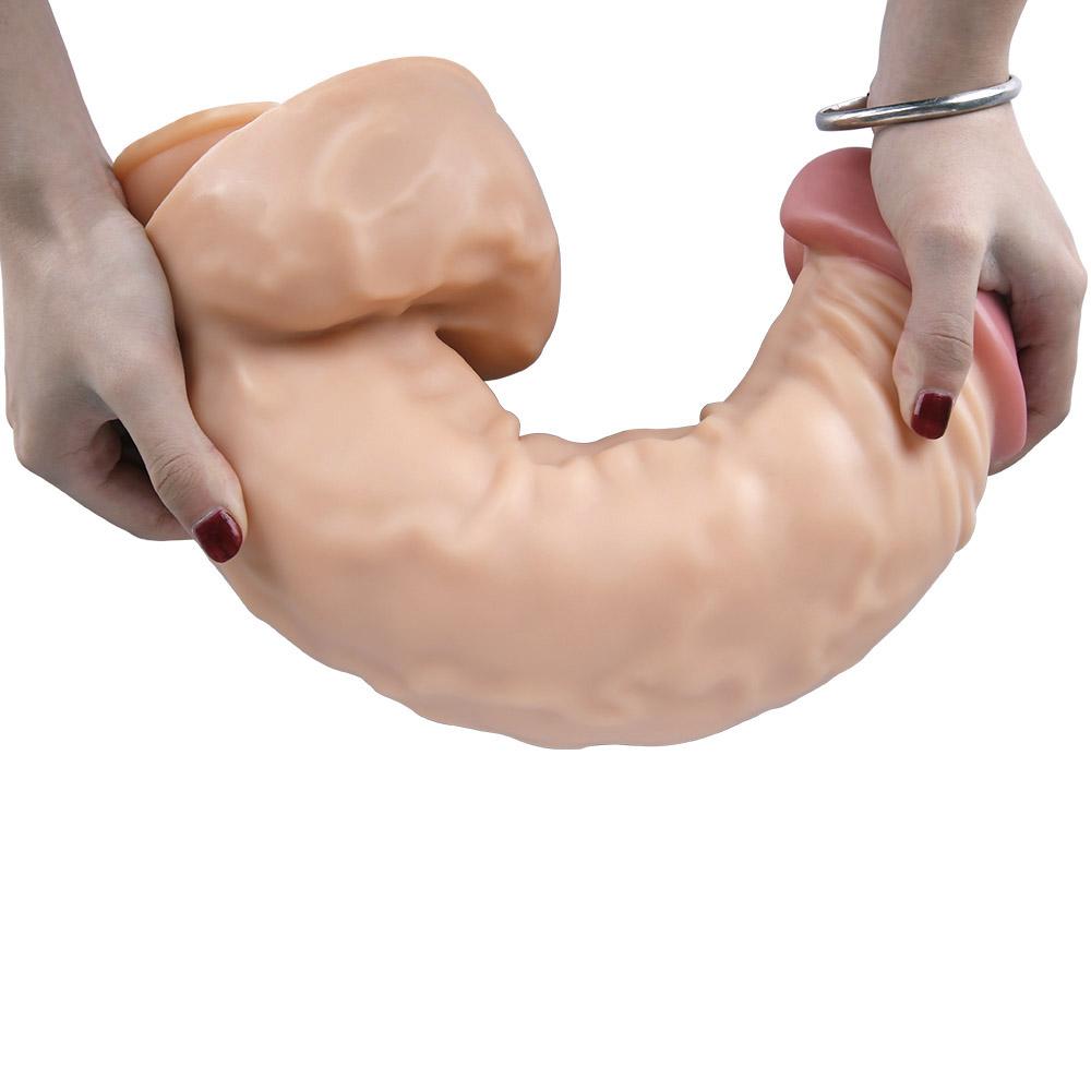 39cm Huge Dildo with Sucker Fisting Anal Toy Big Dick Realistic Penis   Slave BDSM PVC Strap On Dick Pegging