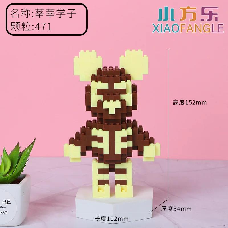 Funny Mini Bear Gloomy Cartoon 3D Micro Building Blocks Creative DIY Model Figure Toys Table Decor For Kids Birthday Gift