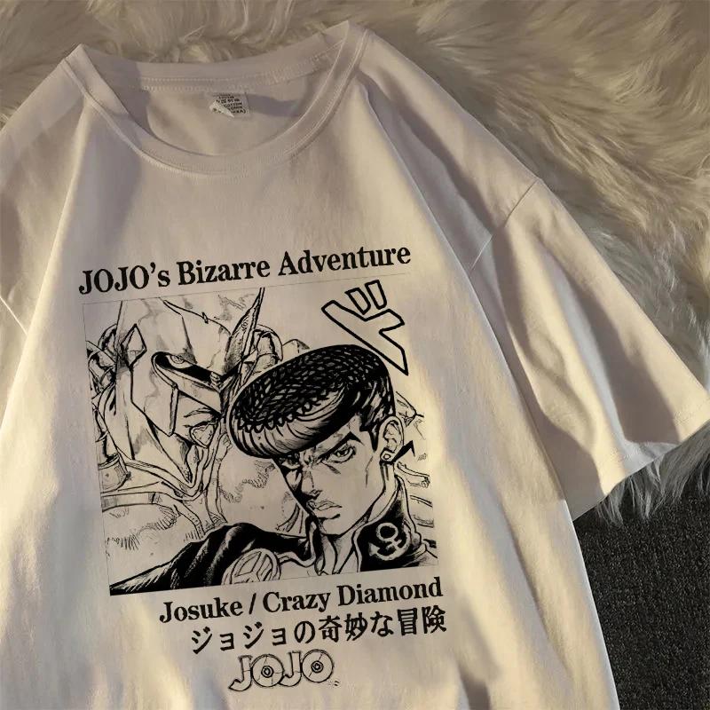 Japanese Anime Jojo Bizarre Adventure Graphics Print T-shirt Short-sleeved Casual Loose T-shirts Streetwear Female Harajuku Punk