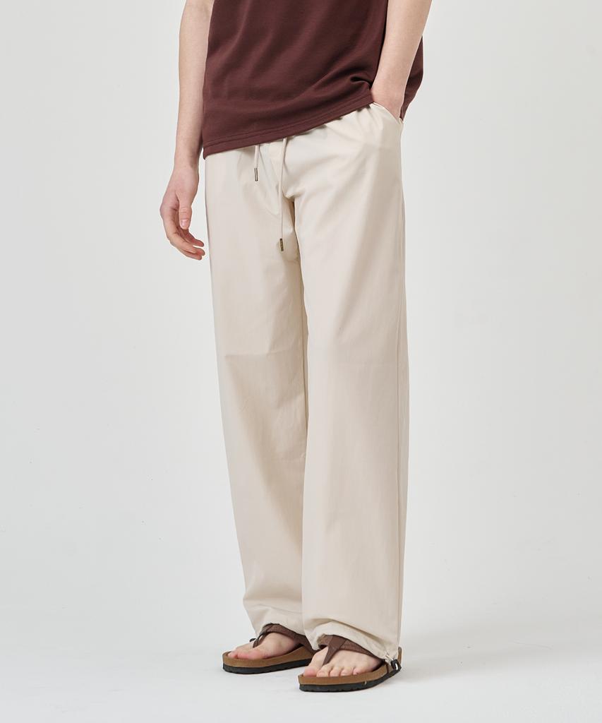 THE-ABON Cool Wide Stretch String Pants Light Khaki