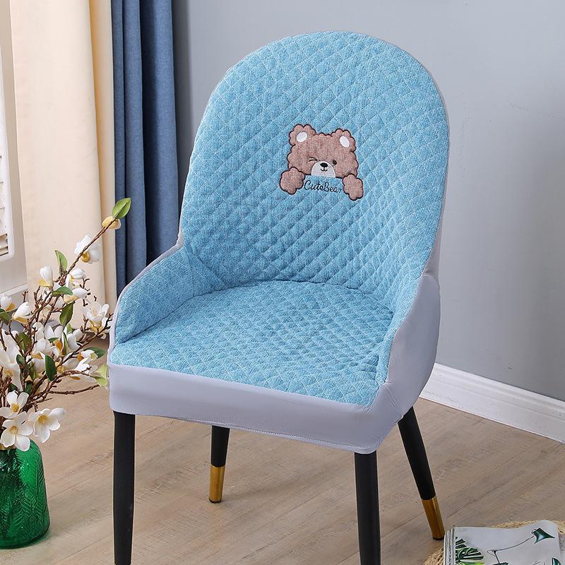 Nordic One-piece Dining Chair Cover Household Elastic Chair Set Dining Table Fabric Stool Set Simple Modern Large Curved Chair Cover