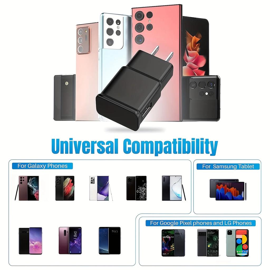 4FT Long USB-C Fast Charging Cable with 12W Power Adapter - Rapid Travel Charger for Samsung Galaxy