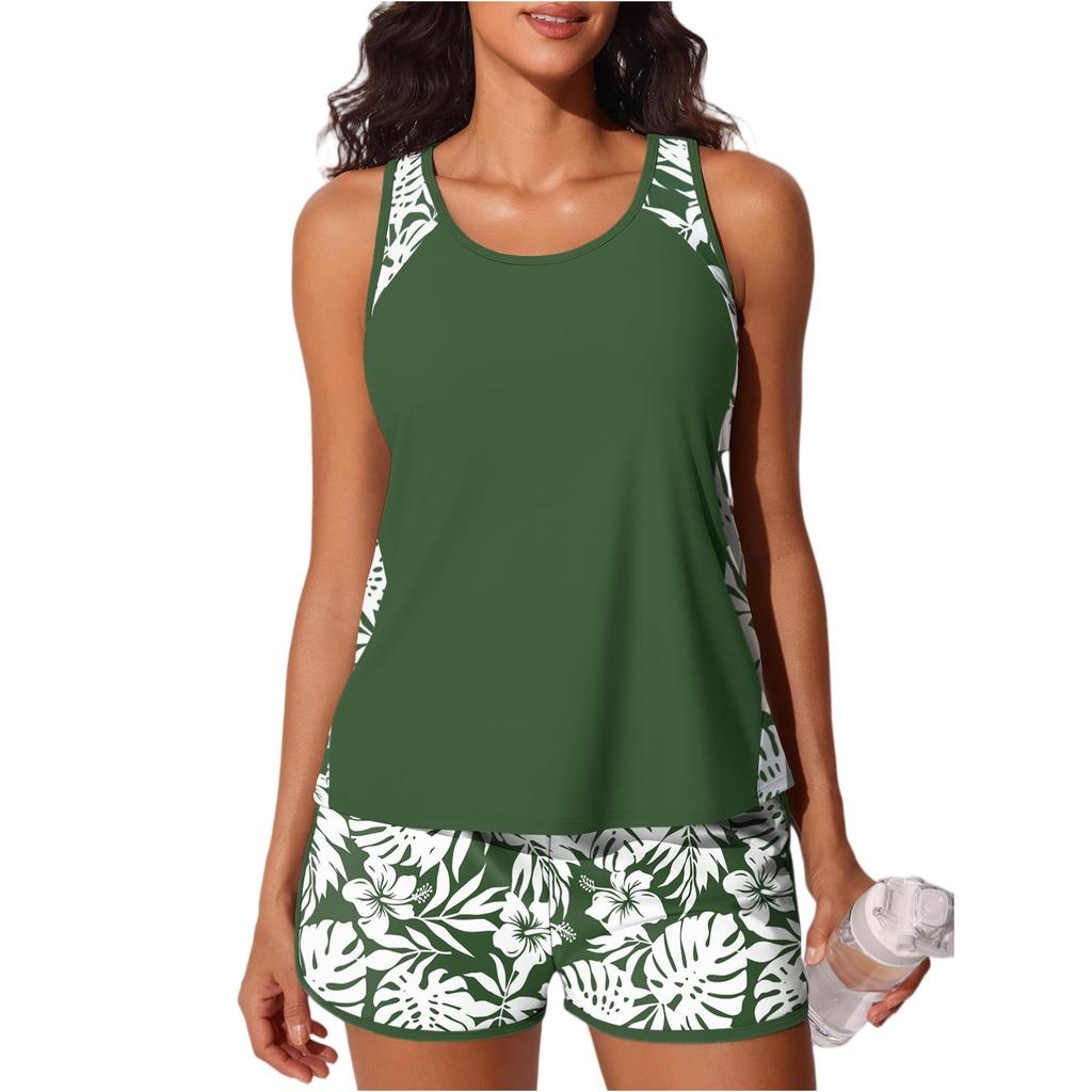 Women's Sports Swimsuit Two-piece Set, Vest , Shorts, Printed