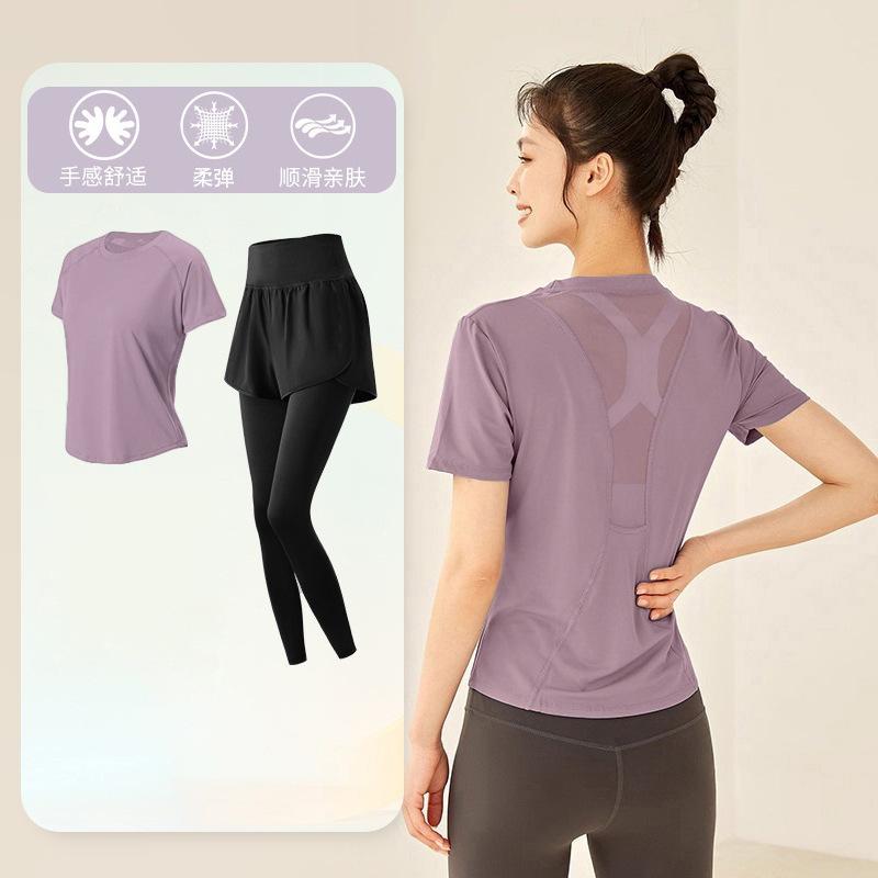 Tennis suit women's short-sleeved training clothes outdoor running quick-drying clothes thin badminton T-shirt fitness clothes