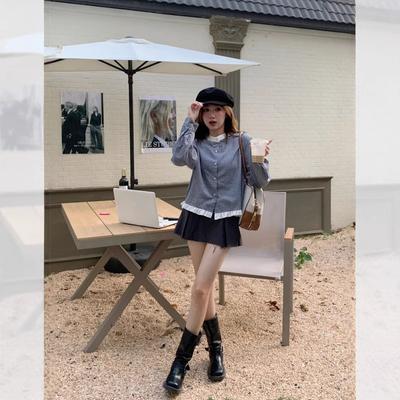 Contrasting Striped Shirt for Girls In Spring and Autumn New Design Small Casual Shirt Sleeve Stand Collar Top