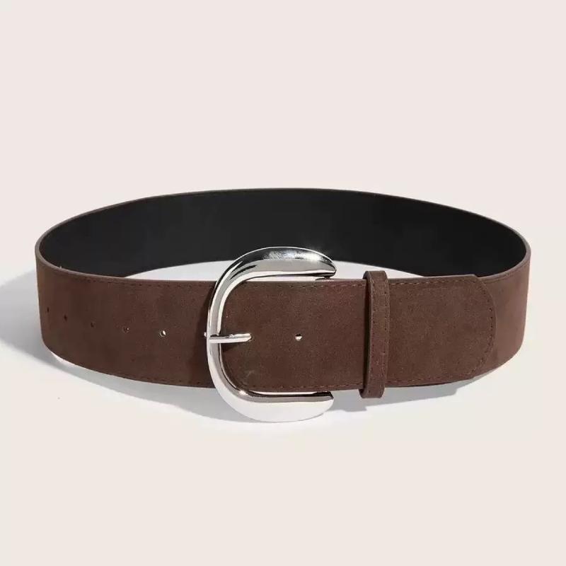 Maillard Style Suede Leather Wide Belt Trendy Casual Pin Buckle Waistband Vintage Y2K Versatile Waistband