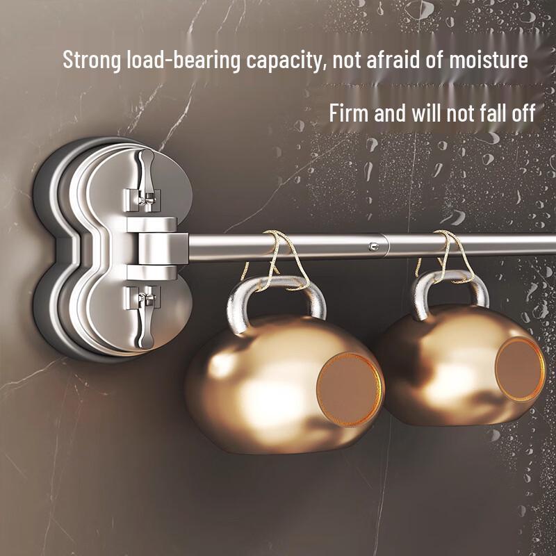 Handun Foldable No-Drill Suction Shower Curtain with Rod