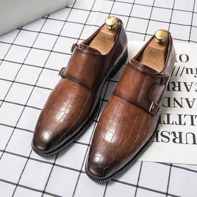 Designer Italian Genuine Leather Luxury Brand Men's Monks Wedding Casual Dress Loafers Business Moccasins Driving Formal Shoes