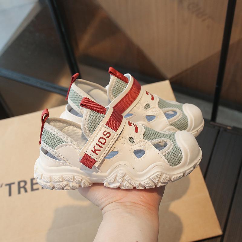 

Детские летние сандалии 2024: Сетка, Перфорированные, Спортивные пляжные туфли для девочек 26-30 set красный