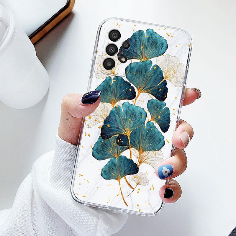 Phone Case For Samsung A53 5G A33 Floral Silicon Cover For Samsung Galaxy A73 Fundas Coque Transparent Soft Capas Flower TPU