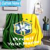 Custom Name Brazilian Football Federation Emblem Flannel Blanket, Use for Birthday/Holiday Gift, Soft Blanket for Sofa/Bed/Camping/Office, Home Decor
