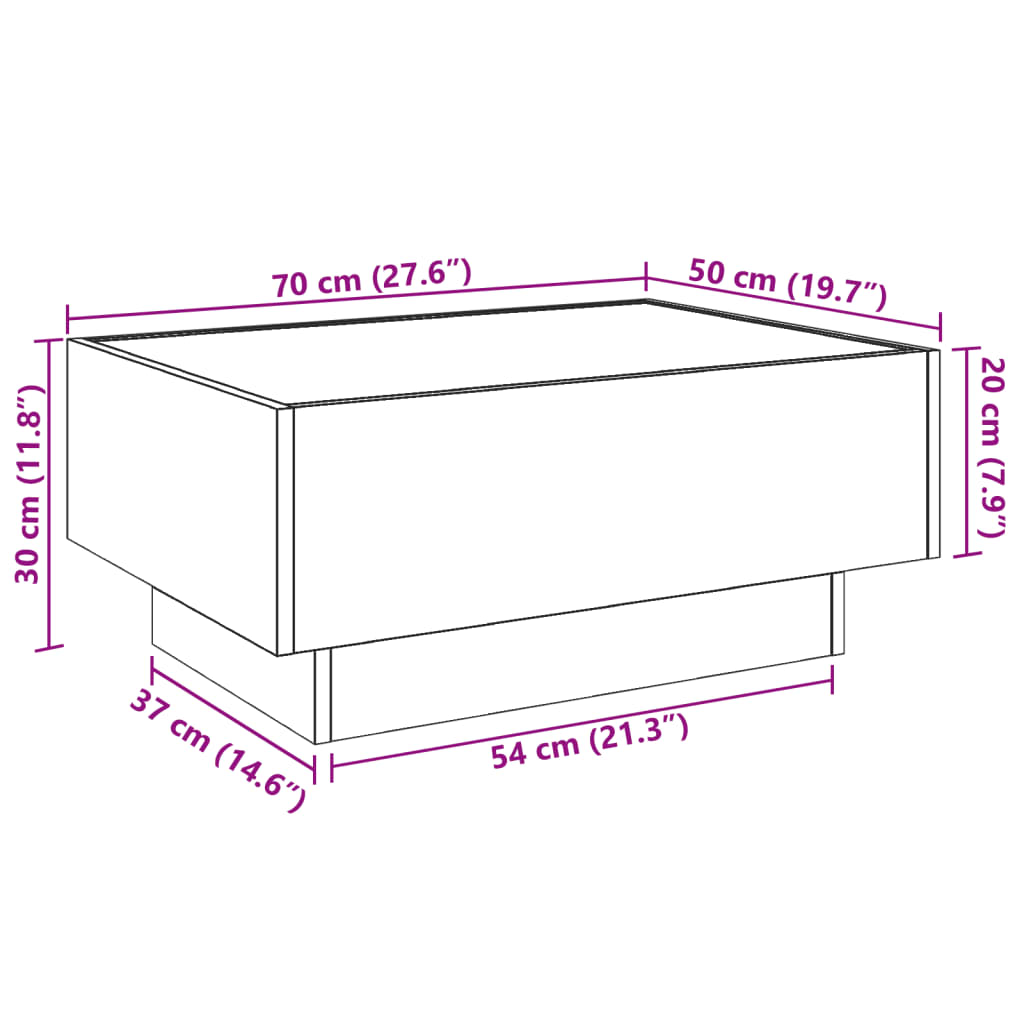 LED Coffee Table Sonoma Oak 70 x 50 x 30 cm Particleboard