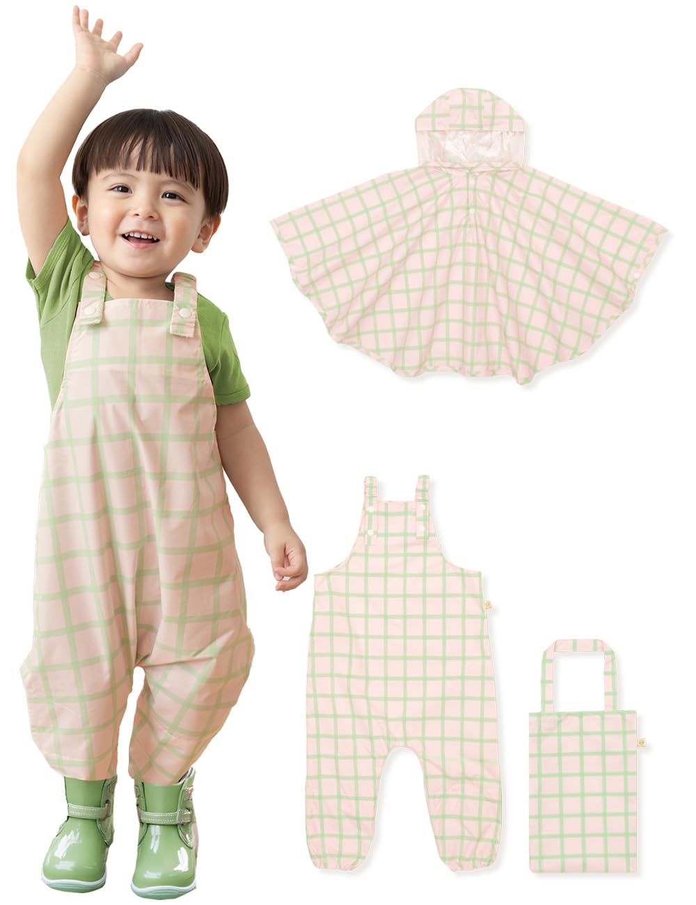 

Keratta Playwear Rain Wear for Sizes 80 and Girls and Green x Poncho/Raincoat/Sandbox Babies, 90, Boys, Waterproof, Water-Repellent, Stain-Resistant,