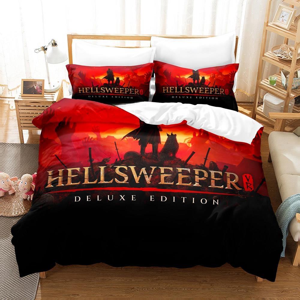 Game Hellsweeper VR Bedding Set Single Twin Full Queen King Size Bed Set Adult Kid Bedroom Duvet cover Sets Anime Bed Sheet Set