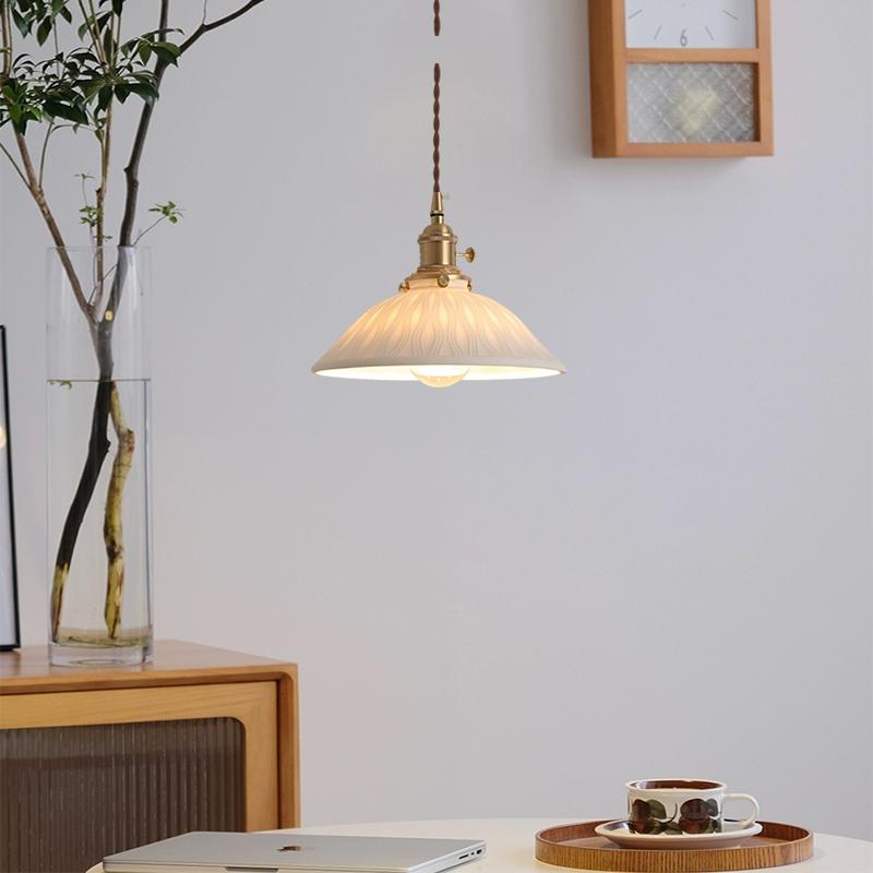 Ceramic Hanging Light Dining Room Kitchen Island Pendant Lamp Living Room Bronze Retro Ceiling Chandelier Bedroom Lamp Homestay