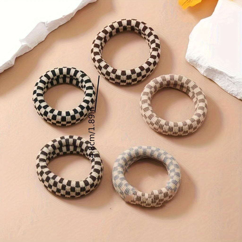 Checkerboard Pattern Towel Hair Rings Elastic Hair Scrunchies Hair Ties Hair Accessories For Women Female