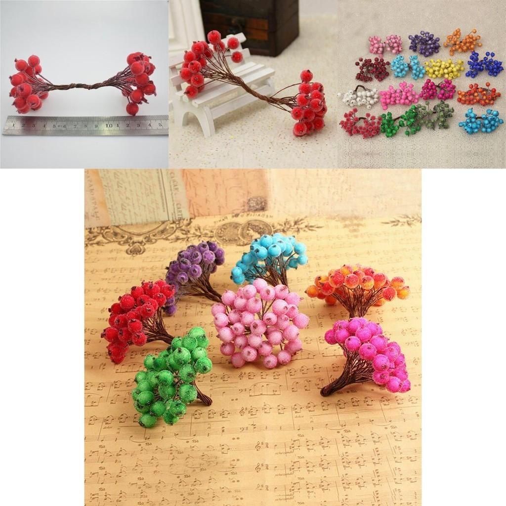 Vibrant Mini Christmas Foam Frosted Holly Berry Flower Bouquet For Holiday Cheer