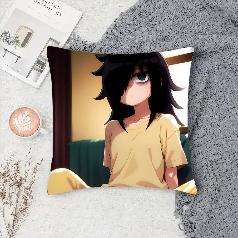 Anime Watamote K-Kuroki T-Tomoko Pillow Case Fashion Square Pillowcase Bedroom Sofa Room Ins Decoration Leisure