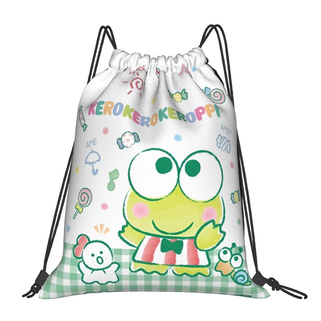 Custom K-KeroKeroKeroppies Drawstring Bags Men Women Foldable Sports Gym Sackpack Frog Cartoon Shopping Storage Backpacks