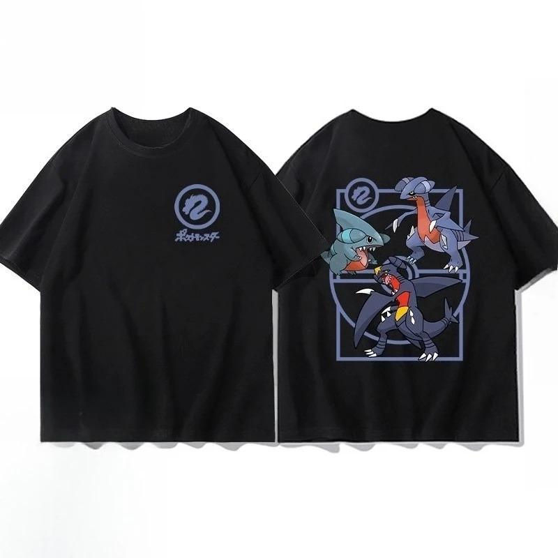 Pokémon Pikachu Gengar CharUnisexder Black Tshirt Unisexs 2026 Summer Fashion Oversize Street Casual Y2K Tops Streetwear Clothing