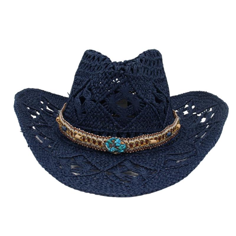 Ethnic Style Hollow Cowboy Hat Tibetan Tibetan Straw Hat Breathable And Cool American Warped Edge Foreign Trade Retro Top Hat