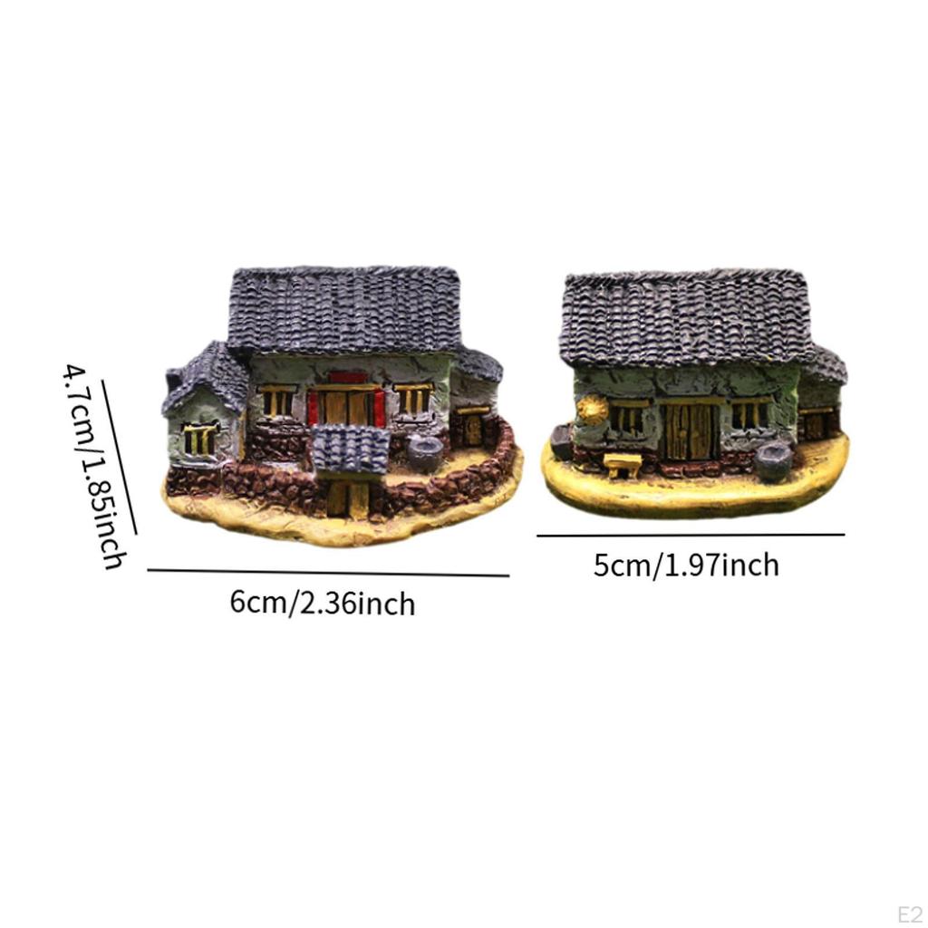 2 Pieces Sculpture Statue Collectible Creative Miniature Gardening Landscape Resin Cottage Ornament