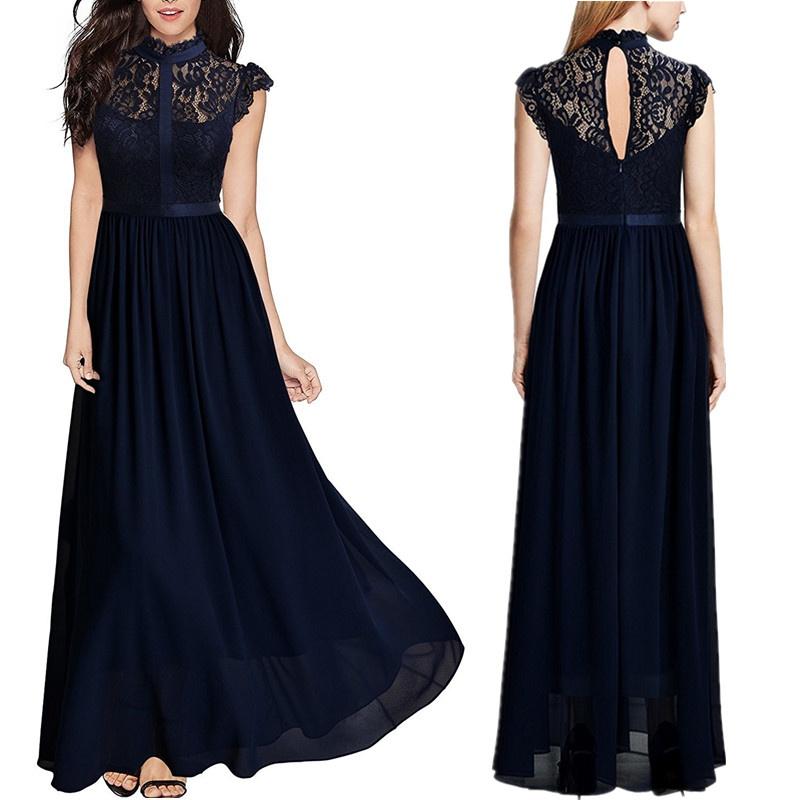 Elegante Vestido de Encaje Hueco para Mujer para Fiestas de Cóctel Ocasiones Formales de Noche