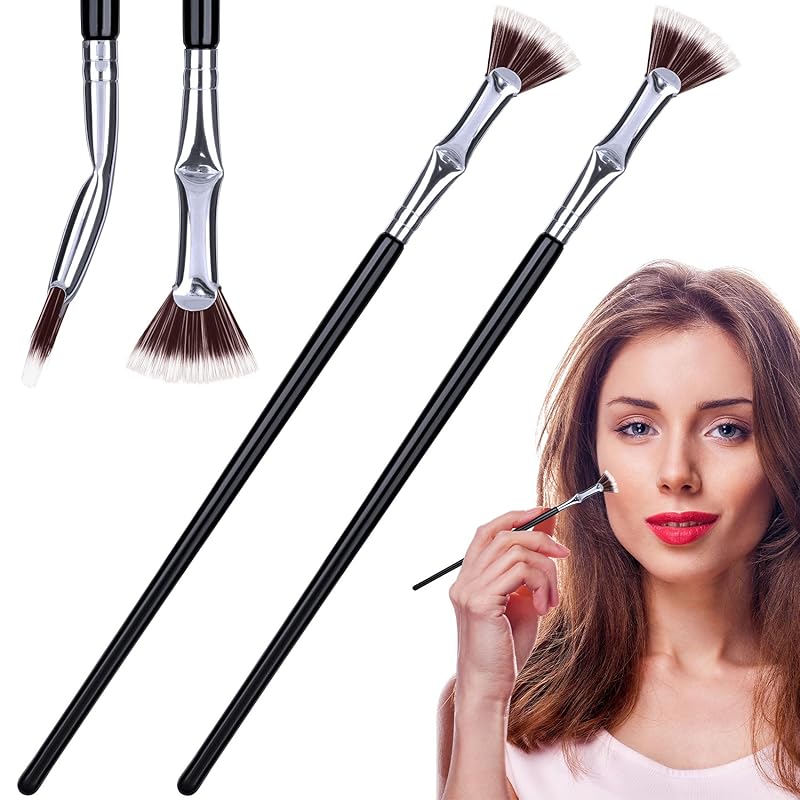PAGOW 2 шт. Складная угловая веерная кисть для ресниц с гребешком, Новая 2024 года веерная кисть для туши для ресниц, Многофункциональная расческа-сепаратор для ресниц, Инструмент для макияжа глаз Brown Bristles (2pcs)