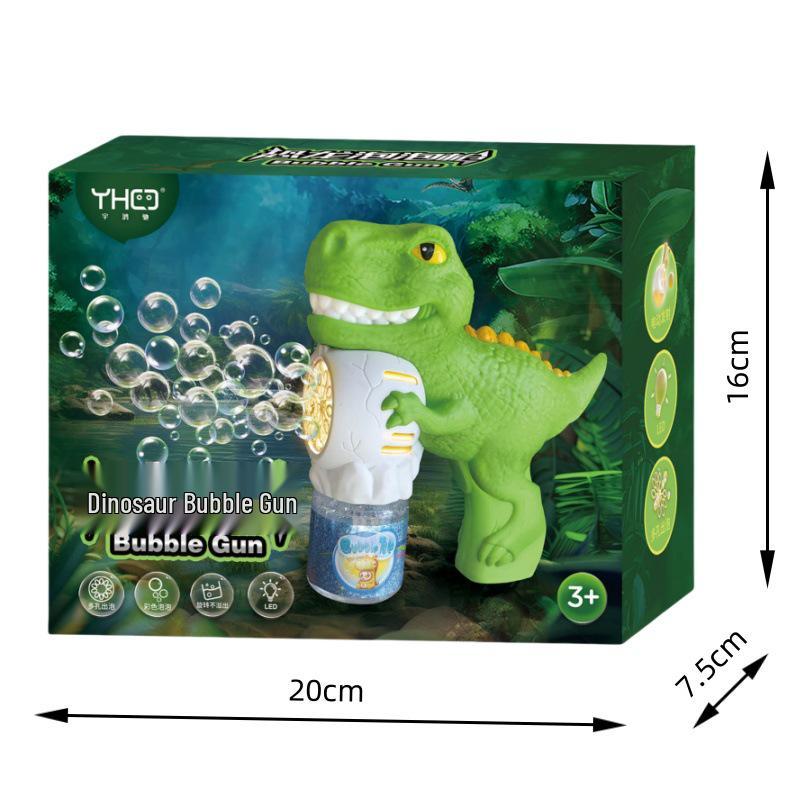 

Игрушка пистолет с мыльными пузырями Динозавр - Герметичный, Автоматический, Светящийся подарок для детей Standard (1 Bottle of 90ml Solution)