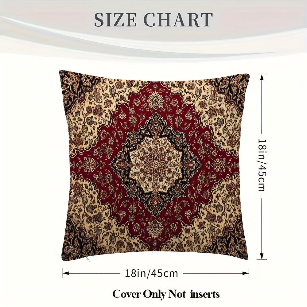 1Pc Vintage Persian Rug Print Pillow Cover, 2D Double-Sided Polyester Cushion Case, Red & Beige Oriental Decor, Gift For Antique
