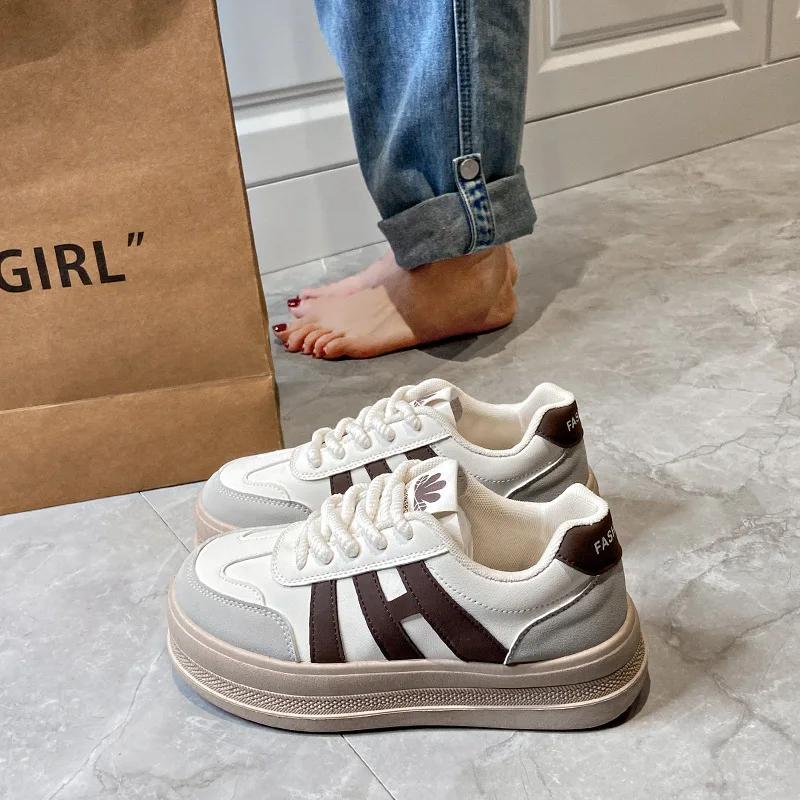 Fashion Causal New Designer Platform Sneakers Women Retro Spring Autumn Sports Board Shoes Female PU Leather Luxury Shoe Ladies