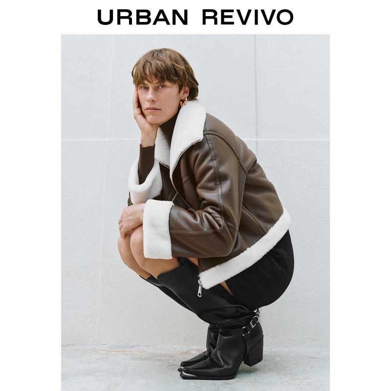 UR Women's Winter Trendy Motorcycle Style Stand-Collar Jacket