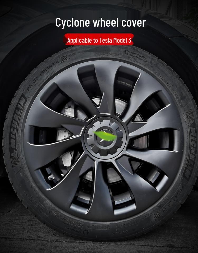 Tesla Model 3 18" Cyclone Wheel Cover - Anti-scratch, Full Coverage Hub Protection Accessory