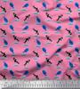 Soimoi Japan Crepe Satin Fabric Waves,Whale & Dolphin Ocean Decor Fabric Printed metre 42 Inch
