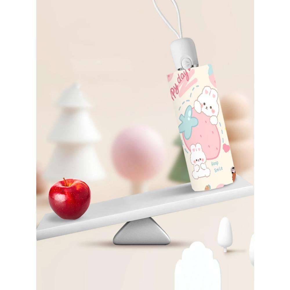 Mini Pink Rabbit Automatic Sun Umbrella for Women UV Protection Folding Sun and Rain Parasol