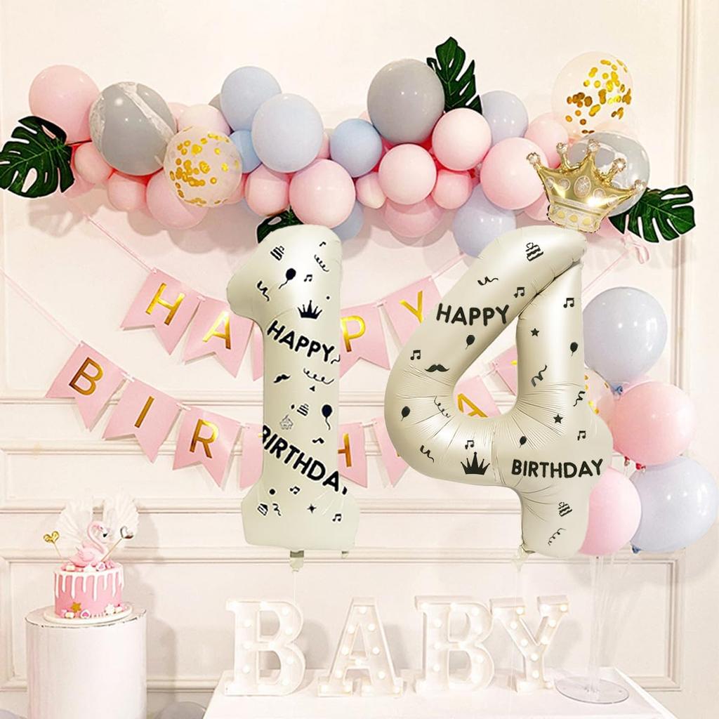 40 Inch White Foil Balloon Number 22,Crown 22th Birthday Party Decorative Balloons,Number Large Numbers Balloon 22,Girls Boys 22th Birthday