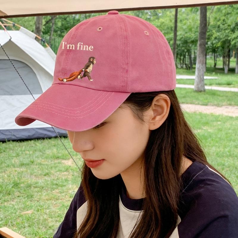 Punch Monkey Print Baseball Cap For Men And Women Unisex Adjustable Wash Cotton Sun Hat With Cartoon Pattern Daily Wear
